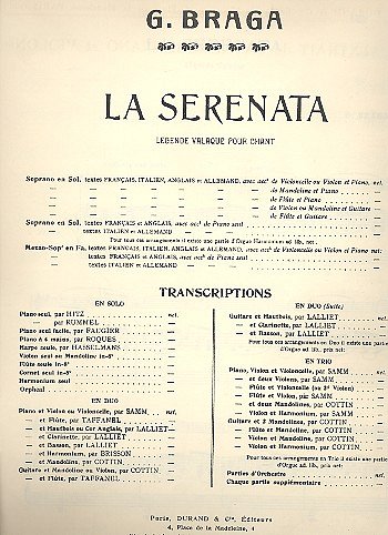 G. Braga: Serenata Htb Ou Cor -Piano  (Part.)