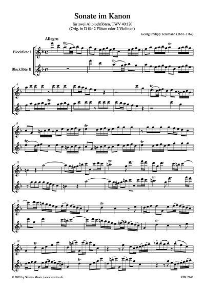 DL: G.P. Telemann: Sonate im Kanon nach TWV 40:120 / eingeri