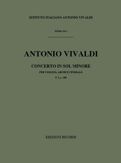 Concerto Per Violino, Archi E BC In Sol Min Rv 325 (Part.)