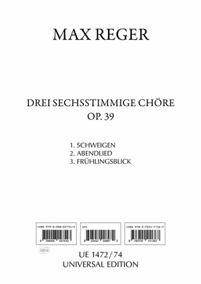 M. Reger: 3 Sechsstimmige Chöre op. 39  (Chpa)
