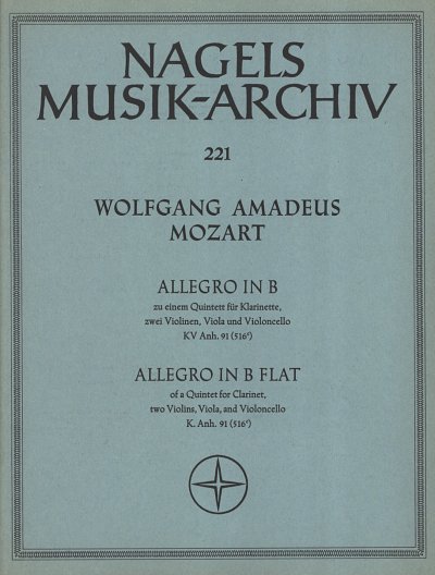 W.A. Mozart: Allegro zu einem Quintett., Klar2VlVaVc (Pa+St)