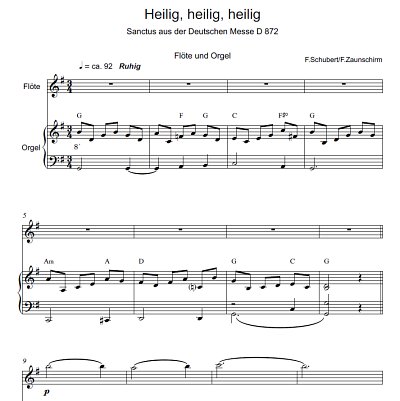 DL: F. Schubert: Heilig, heilig, heilig, FlOrg (Par2St)