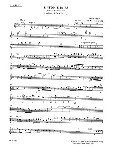 J. Haydn: London Symphony no. 11 in E-flat major Hob. I:103