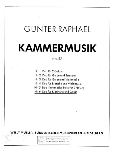 G. Raphael: Kammermusik Op 47 6: Duett In Es