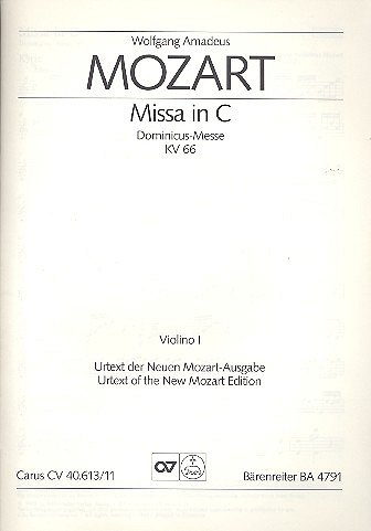 W.A. Mozart: Missa in C KV 66, 4GesGchOrch (Vl1)