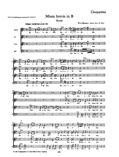 W.A. Mozart: Missa Brevis B-Dur KV 275 , GesGchOrchOr (Chpa)