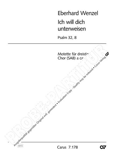 DL: E. Wenzel: Ich will dich unterweisen op. 140, Gch3 (Part