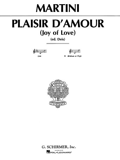 Martini Jean Paul Egide: Plaisir D'Amour