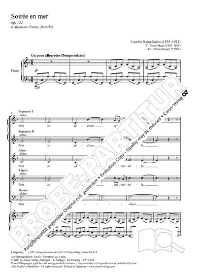 DL: C. Saint-Saëns: Soirée en mer F-Dur op. 13,, GchKlav (Pa