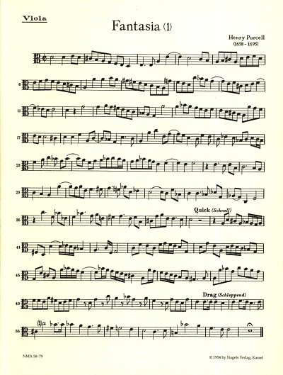 H. Purcell: Fantasien für Streicher (Violen da gamba). Heft 