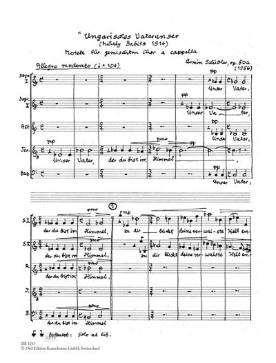A. Schibler: Ungarisches Vaterunser op. 50a (Chpa)