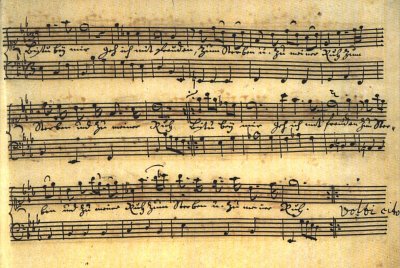 J.S. Bach: Anna Magdalena Bachs Notenhandschrift (Postkarte)
