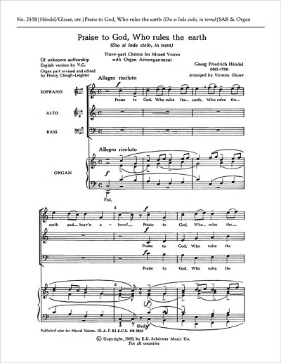 G.F. Händel: La Resurrezione-Praise To God, Who Rules the Ea