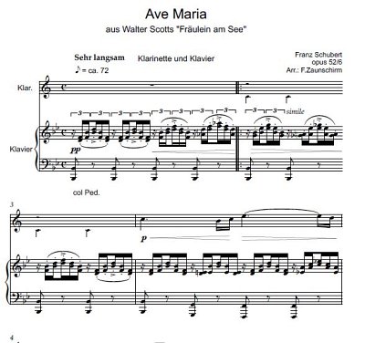 DL: F. Schubert: Ave Maria, KlarKlv (Par2St)