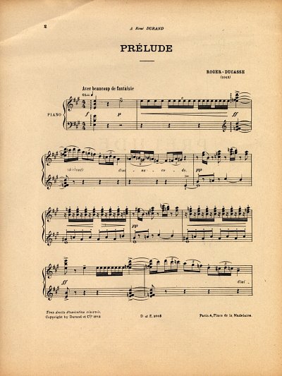 J. Roger-Ducasse: Prelude Piano, Klav