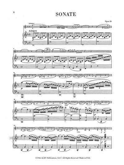 L. van Beethoven: Sonata In F Major, Opus 25, No. 5, Spring