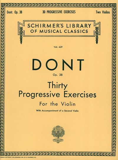 J. Dont: 30 Progressive Exercises, Op. 38, Viol