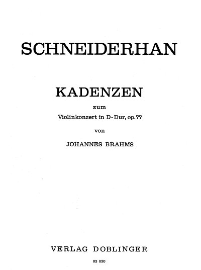 Schneiderhan Wolfgang: Kadenzen Zu Violinkonzerten Op 77