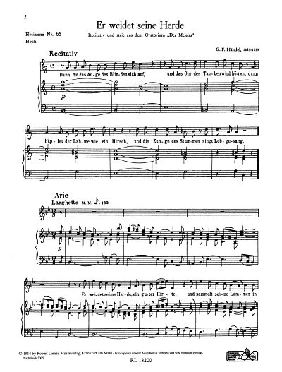 G.F. Händel: Er weidet seine Herde HOS 65, GesKlav (EA)