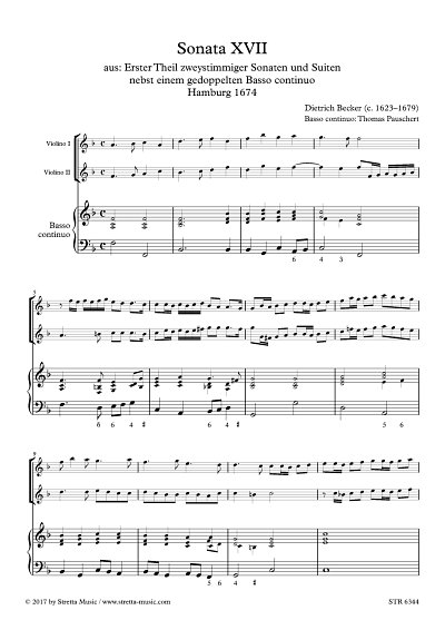 DL: D. Becker: Sonata XVII, 2VlBc (Pa+St)