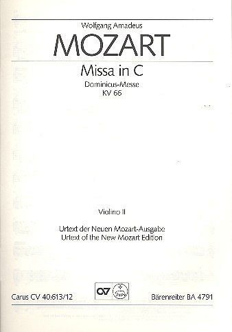 W.A. Mozart: Missa in C KV 66, 4GesGchOrch (Vl2)