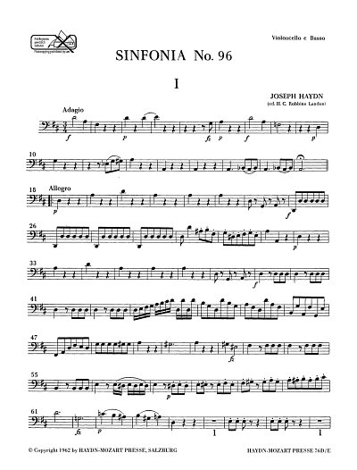 J. Haydn: Sinfonia Nr. 96 D-Dur Hob. I:96, Sinfo (VcKb)