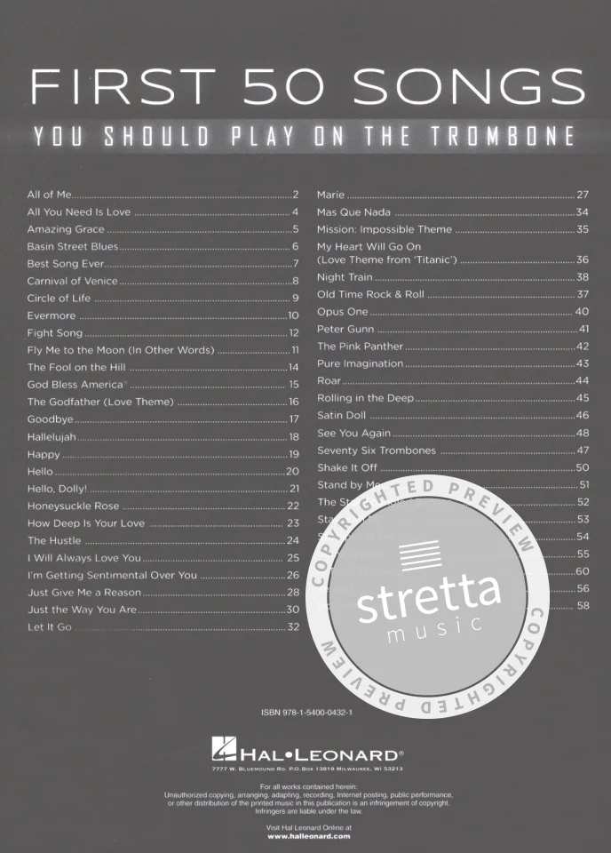 First 50 songs you should play on the Trombone, Pos (1)