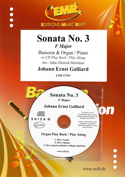 J.E. Galliard: Sonata No. 3, FagKlav/Org (+CD)