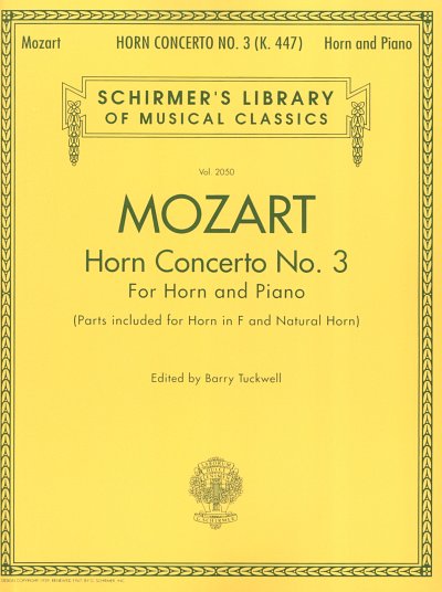 W.A. Mozart: Horn Concerto No.3, HrnKlav (KlavpaSt)