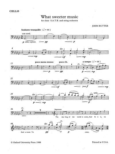 J. Rutter: What Sweeter Music, 4GesGchOrchO (Vc)