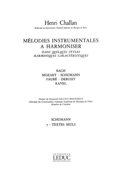 H. Challan: Melodies Instrumentales A Harmoniser Volume 7