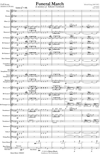 E. Grieg: Funeral March , Blaso (Pa+St)