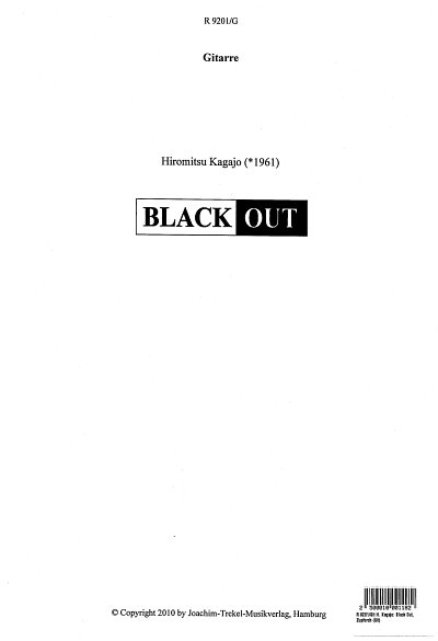 AQ: H. Kagajo: Black Out, Zupforch (Git) (B-Ware)