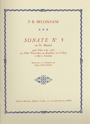 P.B. Bellinzani: Sonata Op.3, No.5 in F major (Part.)
