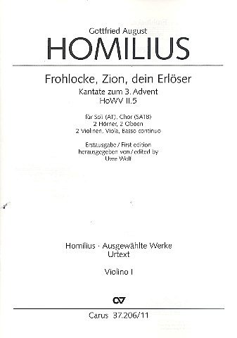 G.A. Homilius: Frohlocke, Zion, dein Erlö, 2GesGchBaro (Vl1)