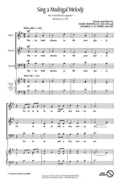 G.L. Strid: Sing a Madrigal Melody, Ch (CD)