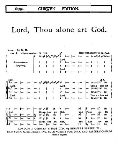 F. Mendelssohn Bartholdy: Lord, Thou Alone Art God
