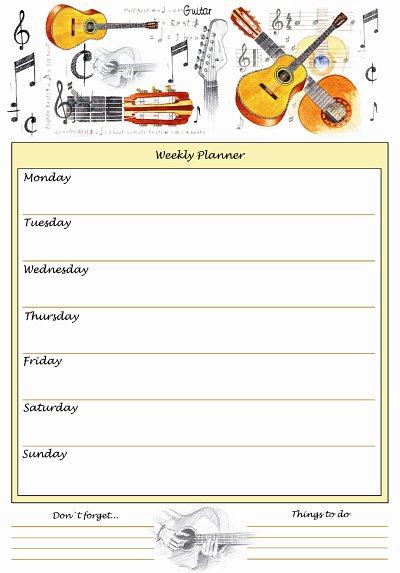 A4 Weekly Planner - Guitar Design