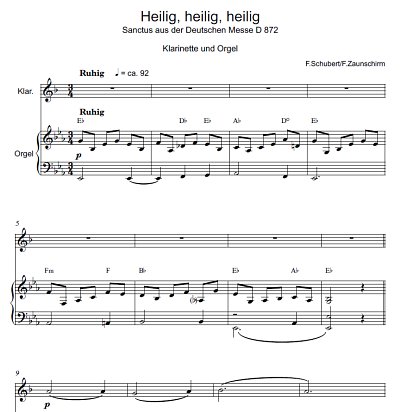 DL: F. Schubert: Heilig, heilig, heilig, KlarOrg (Par2St)
