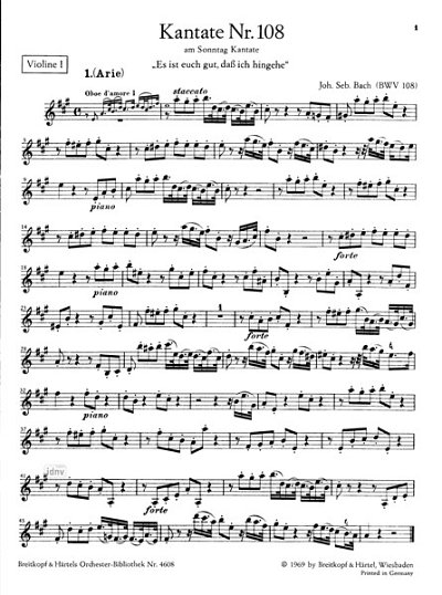 J.S. Bach: Kantate BWV 108 _Es ist euch g, 4GesGchOrch (Vl1)