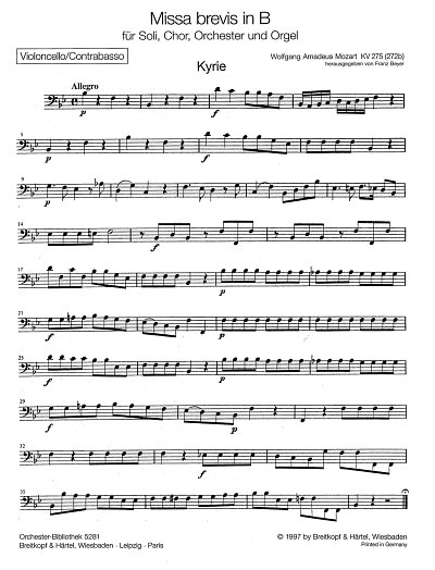 W.A. Mozart: Missa brevis in B-Dur KV 2, 4GesGchOrchO (VcKb)