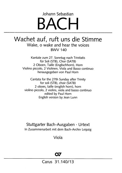 J.S. Bach: Wachet auf, ruft uns die Stim, 3GsGchOrchBc (Vla)