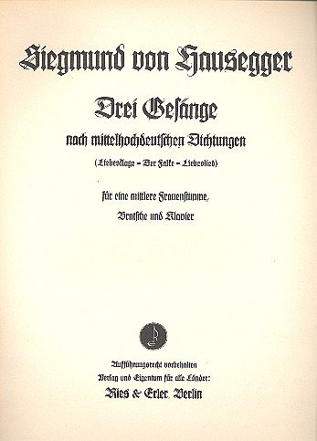 Hausegger Siegmund Von: 3 Gesaenge