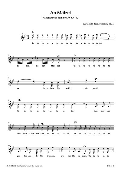 DL: L. v. Beethoven: An Maelzel Kanon zu vier Stimmen, WoO 1