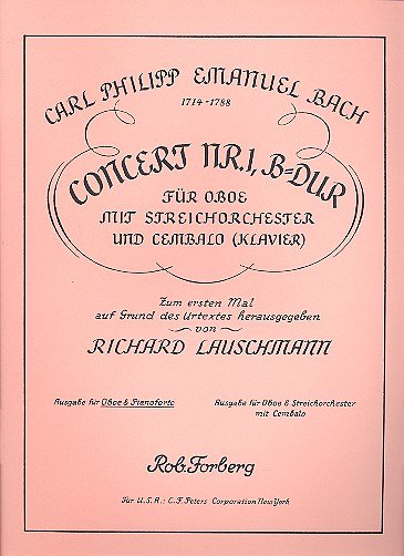 C.P.E. Bach: Konzert Nr. 1, B-dur für Oboe und , ObOrch (Bu)