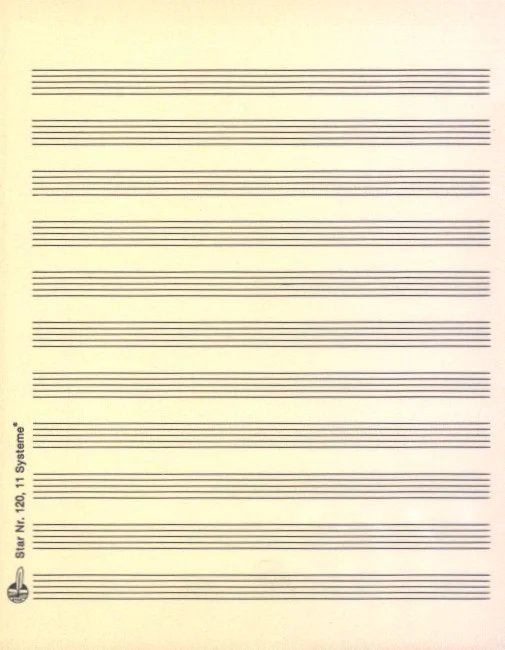 5 Bogen Notenpapier Marschformat Hoch 13,5x17 (0)