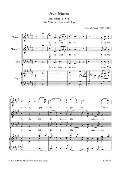 DL: G. Faure: Ave Maria, Maennerchor, Orgel