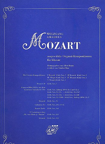 W.A. Mozart: Ausgewählte original Kompositionen, Klav
