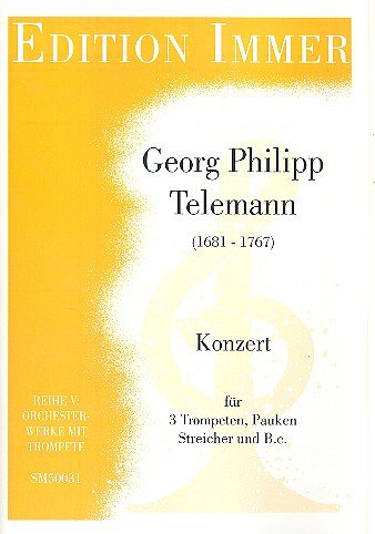 G.P. Telemann: Konzert D-Dur, 3TrpPkStrCem (Pa+St)