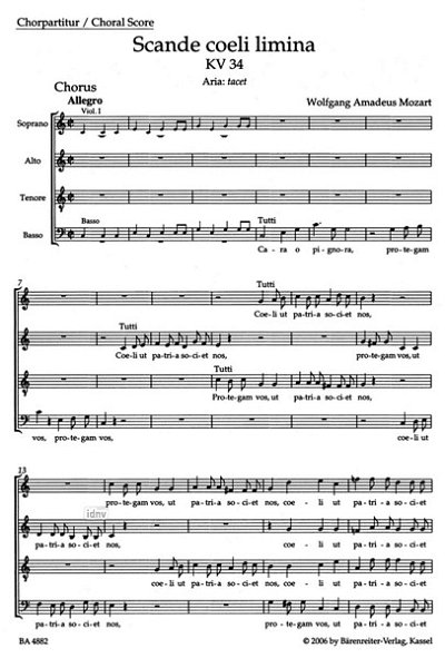 W.A. Mozart: Scande coeli limina K. 34